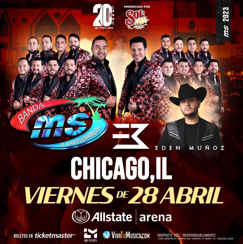 Banda MS y Eden Muñoz en el AllState Arena de Chicago, illinois, Abril