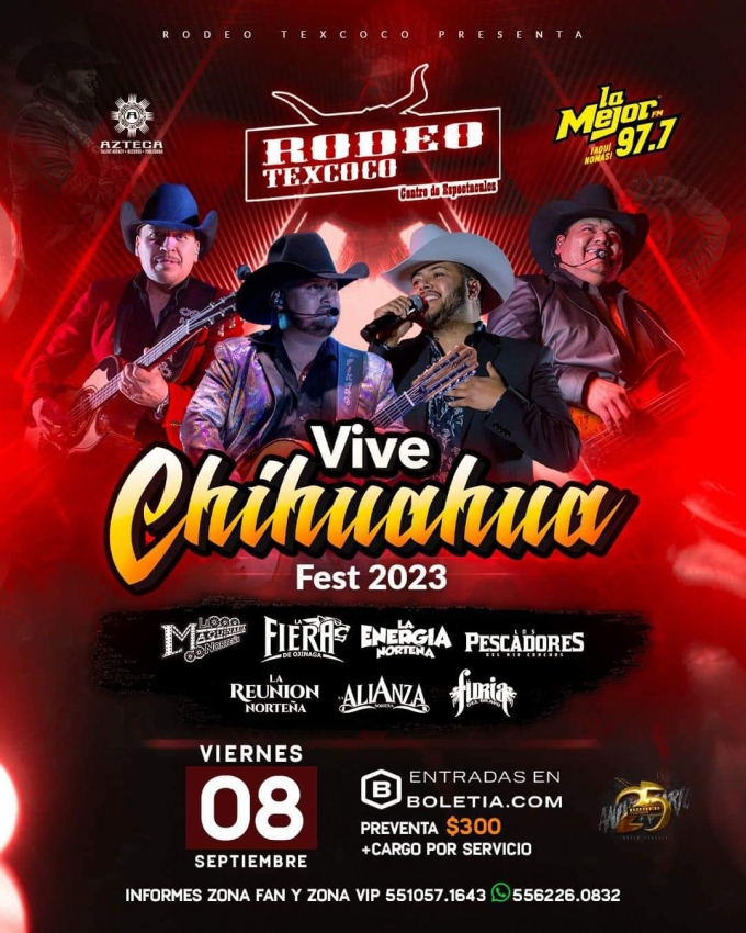 Vive Chihuahua Fest 2023 en el Rodeo Texcoco, Edomex, Septiembre 2023