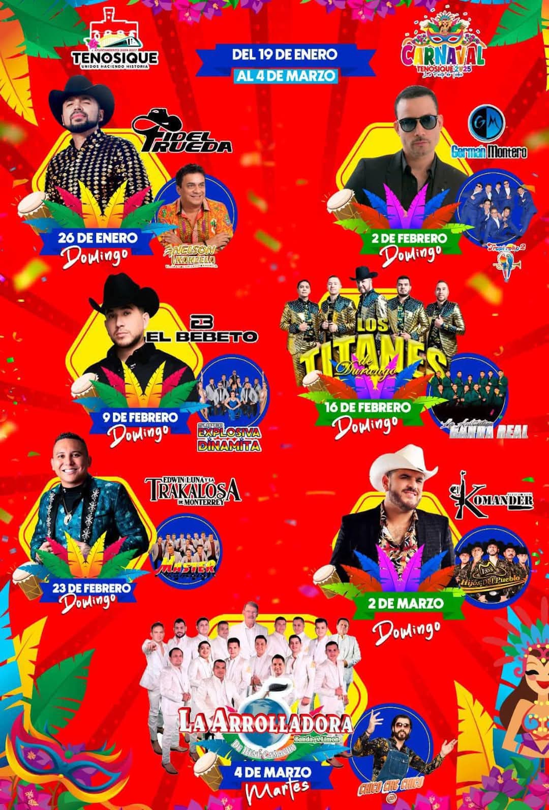 Cartelera Carnaval Tenosique 2025