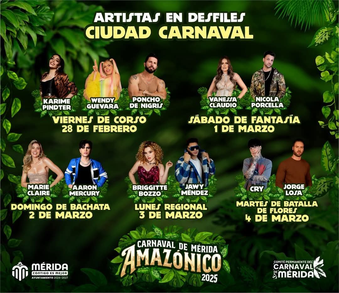 Artistas Carnaval Mérida 2025