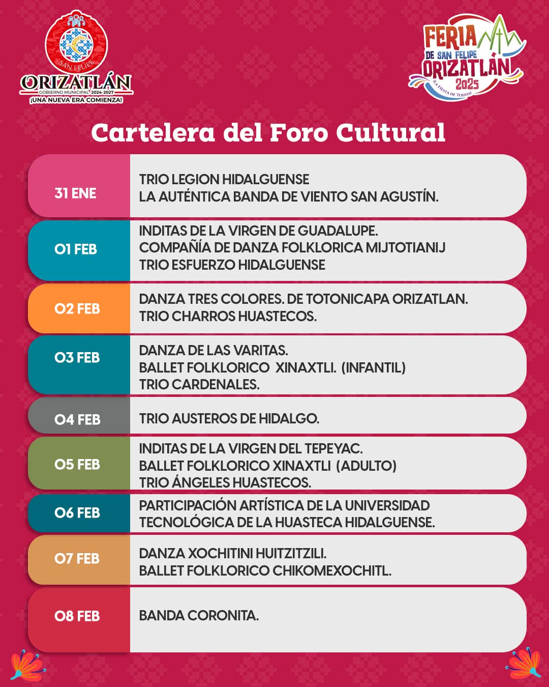 Foro cultural, Feria San Felipe Orizatlán 2025
