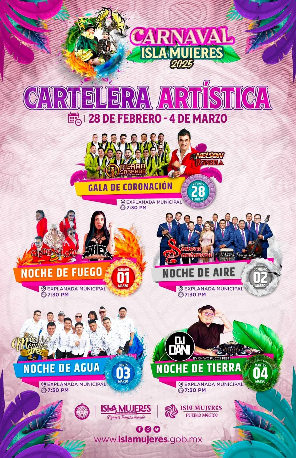 Cartelera Carnaval Isla Mujeres 2025