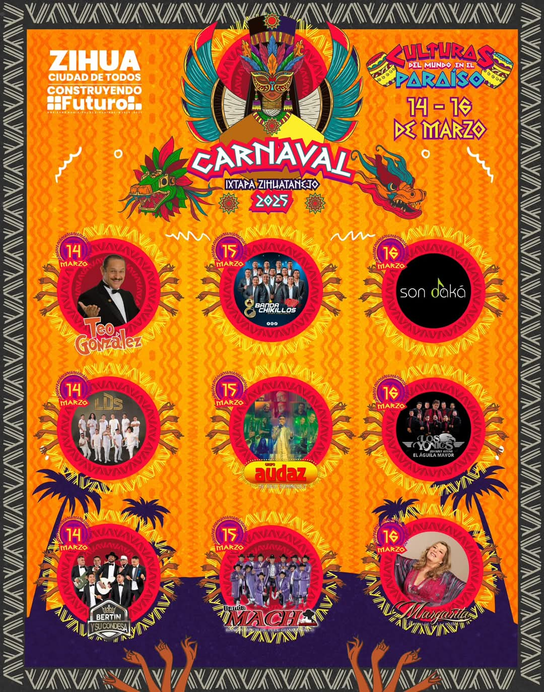 Cartelera del Carnaval Ixtapa Zihuatanejo 2025