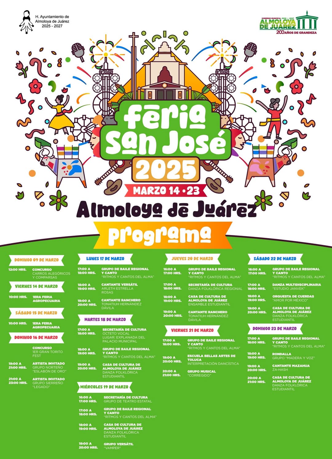 Programa de actividades Feria Almoloya de Juárez 2025