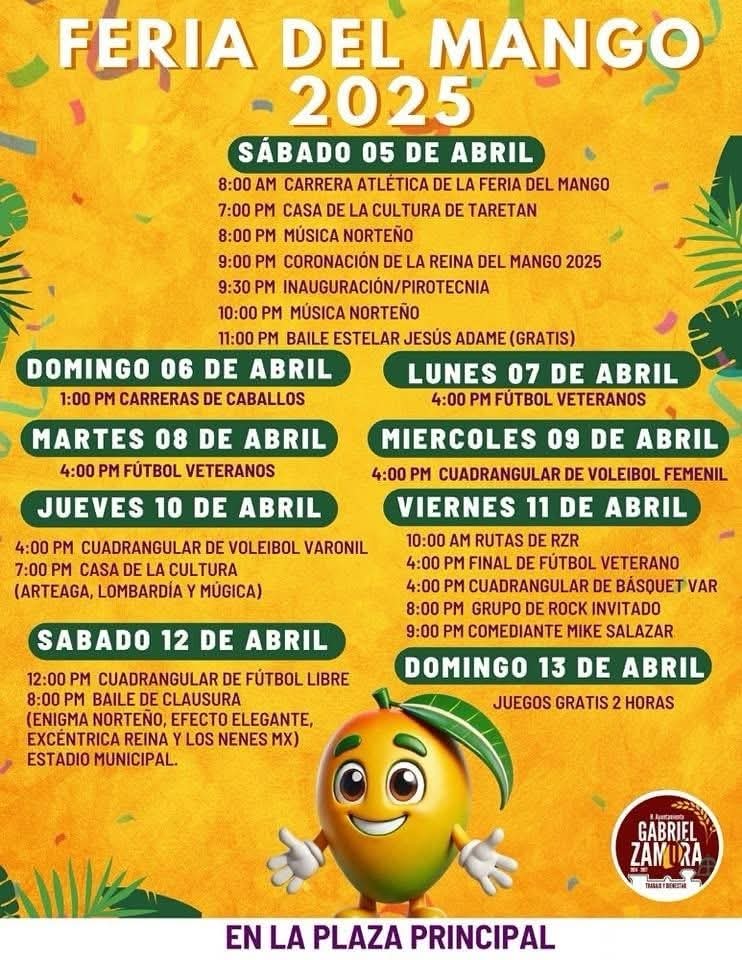 Programa Expo Feria del Mango Gabriel Zamora 2025