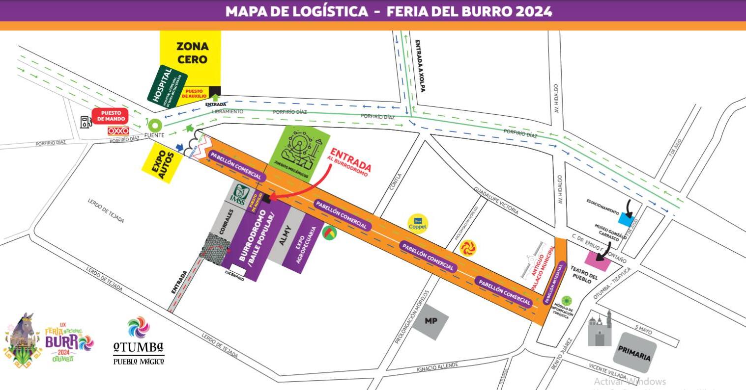 Mapa de la Feria Nacional del Burro Otumba 2024