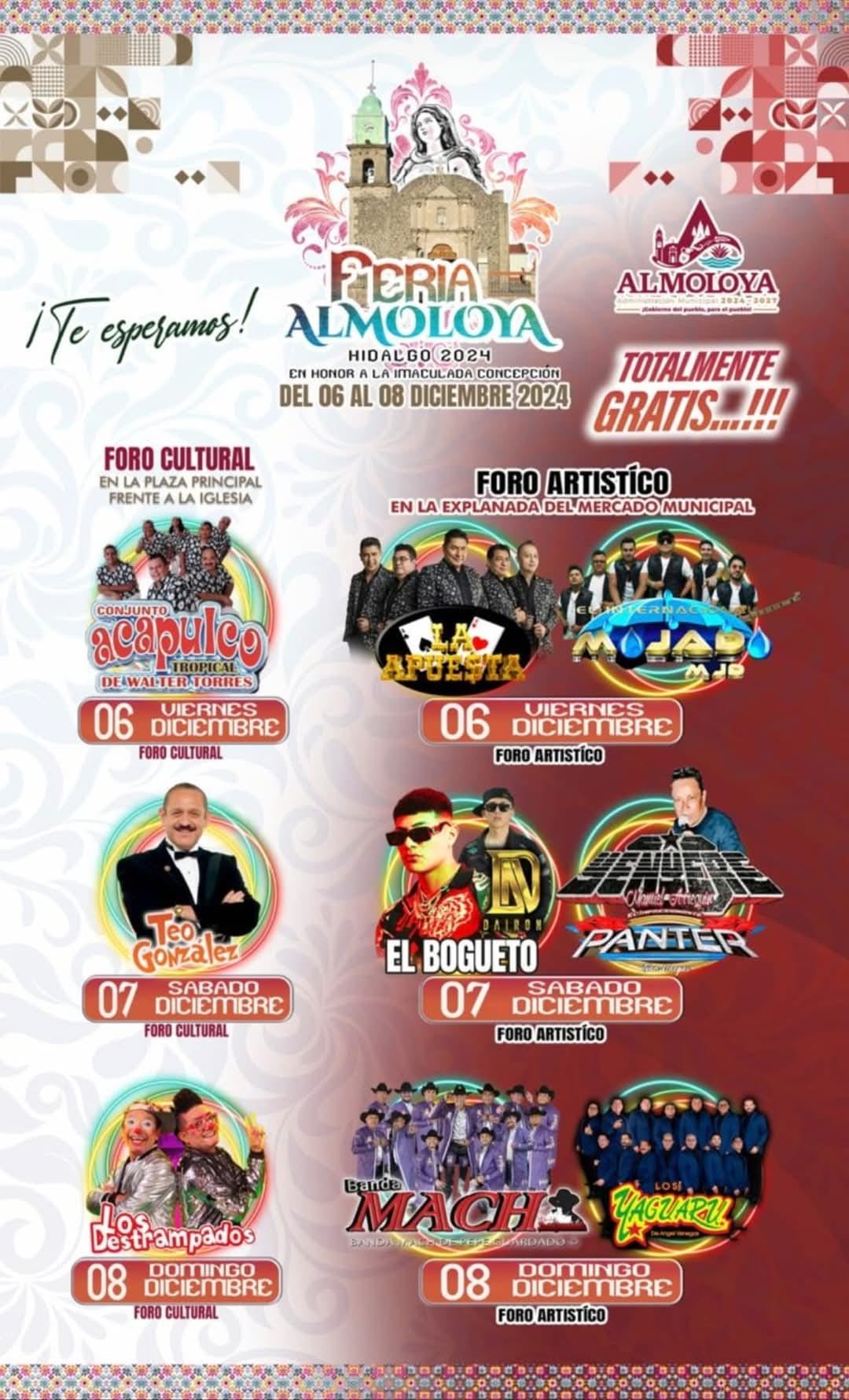 Cartelera Feria Almoloya Hidalgo 2024
