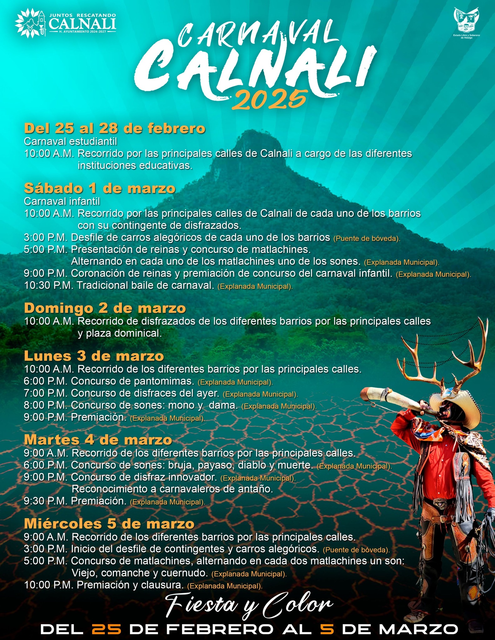 Actividades destacadas del Carnaval Calnali 2025