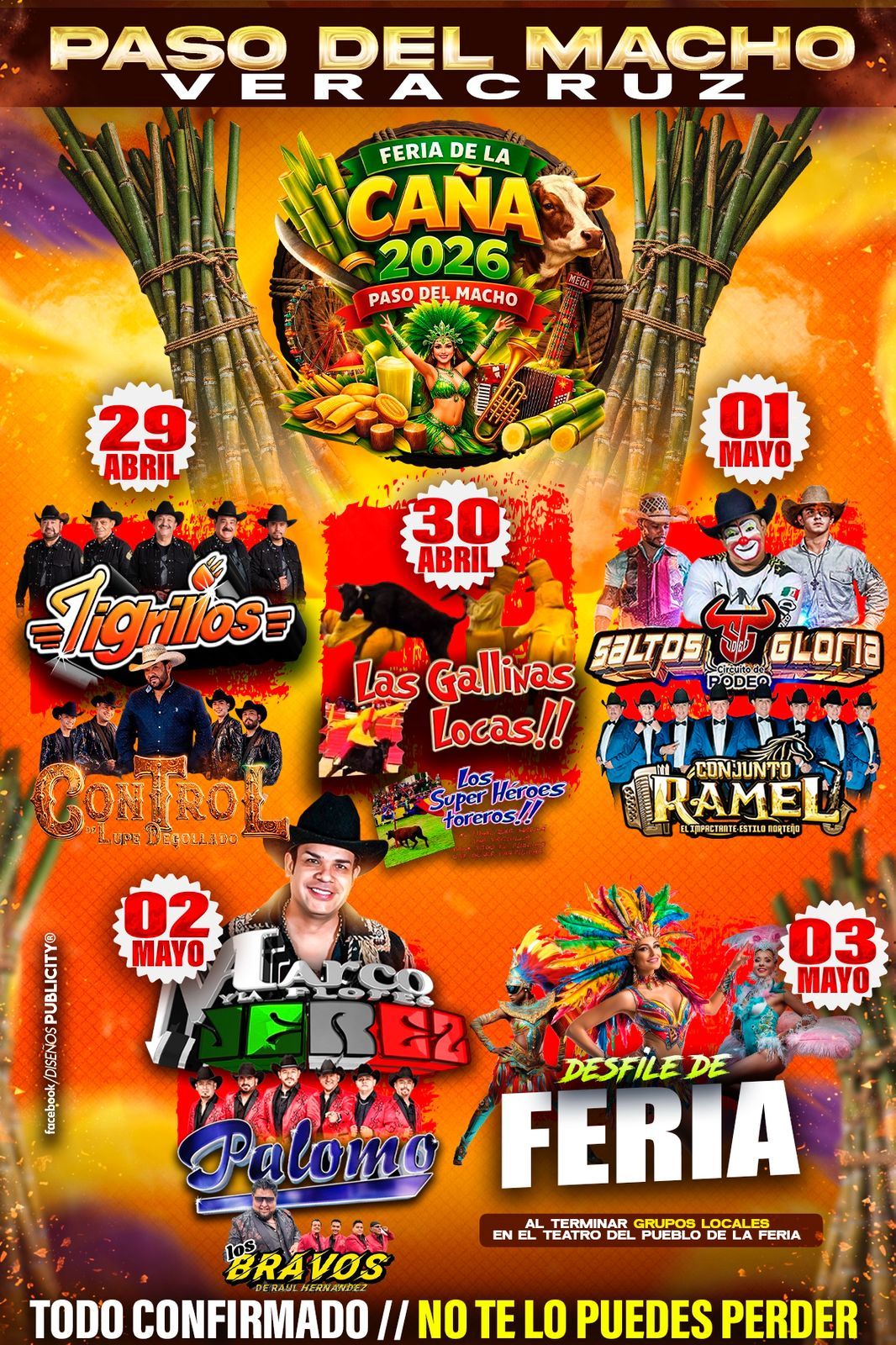 Cartelera Feria de la Caña Paso del Macho 2026