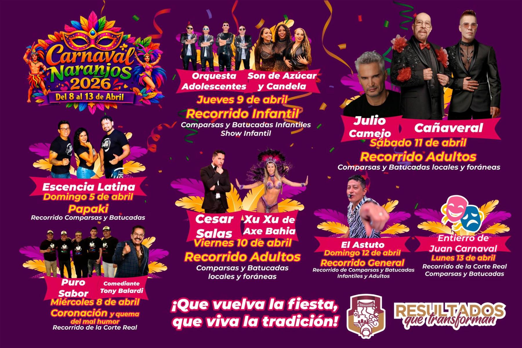 Cartelera Artística Carnaval Naranjos 2026