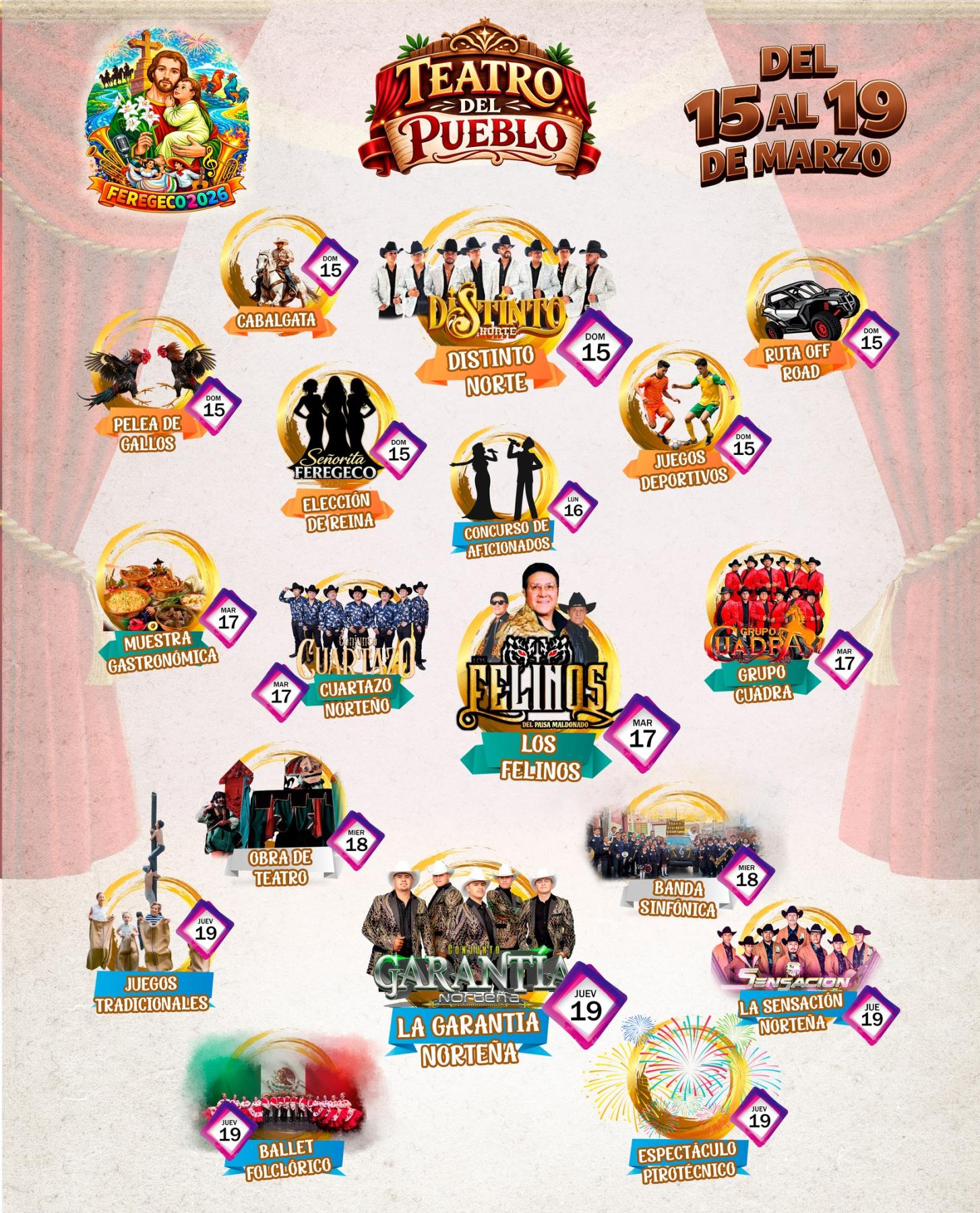 Cartelera artística Feria Regional Genaro Codina 2026