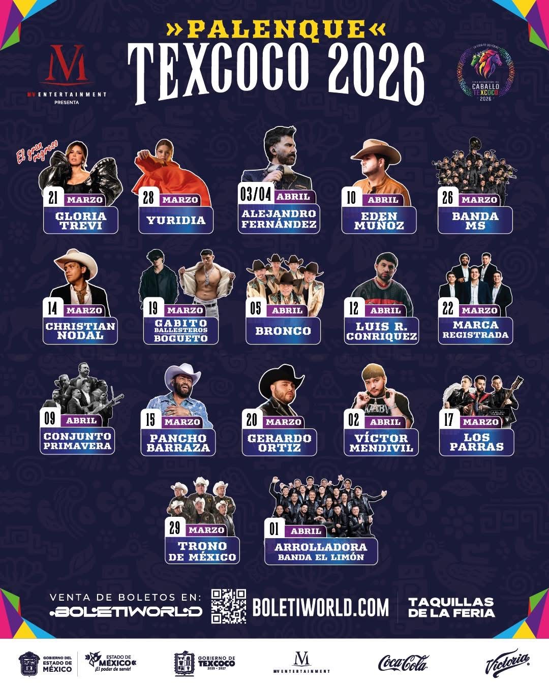 Cartelera Palenque Feria Internacional del Caballo Texcoco 2026