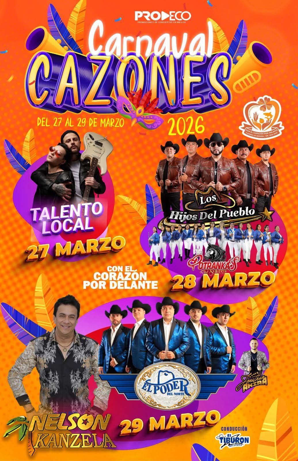 Cartelera estelar Carnaval Cazones 2026