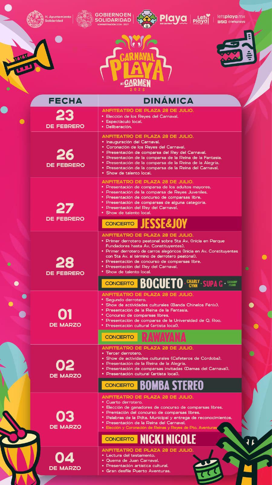 Actividades del Carnaval Playa del Carmen 2025