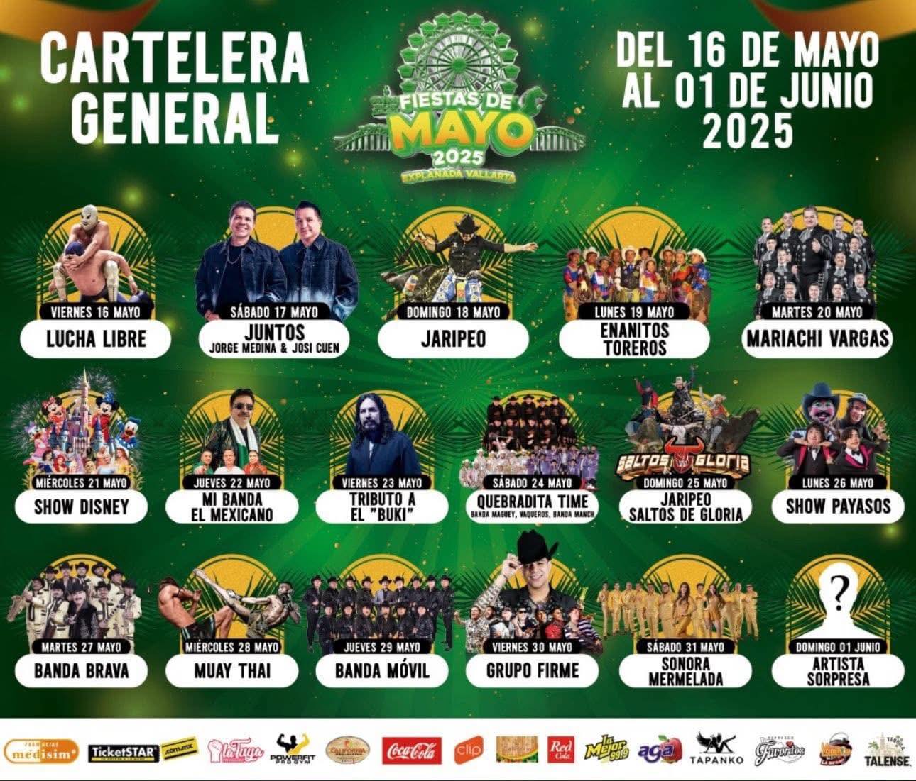 Cartelera Artística Fiestas de Mayo Puerto Vallarta 2025
