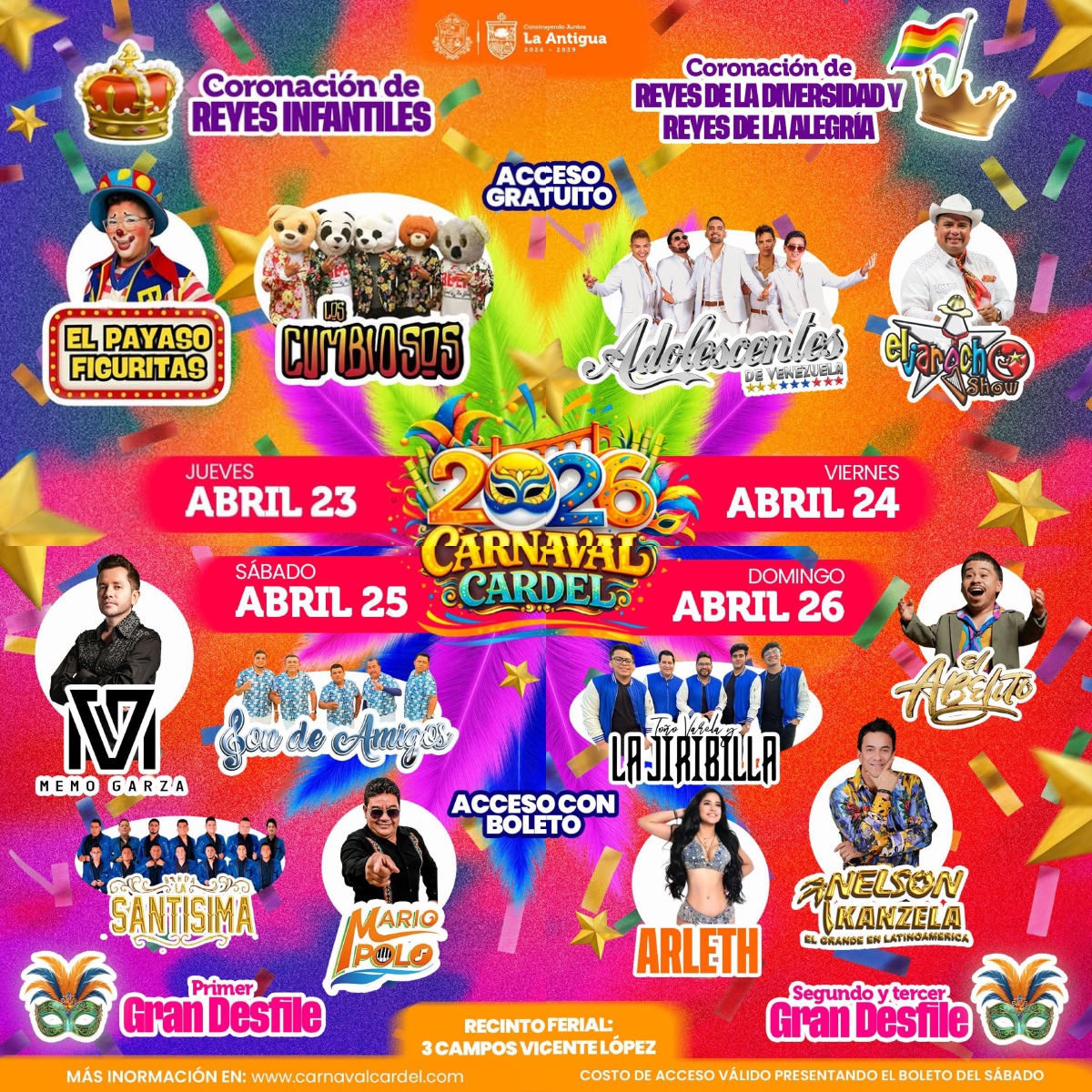 Cartelera Artística Carnaval Cardel 2026