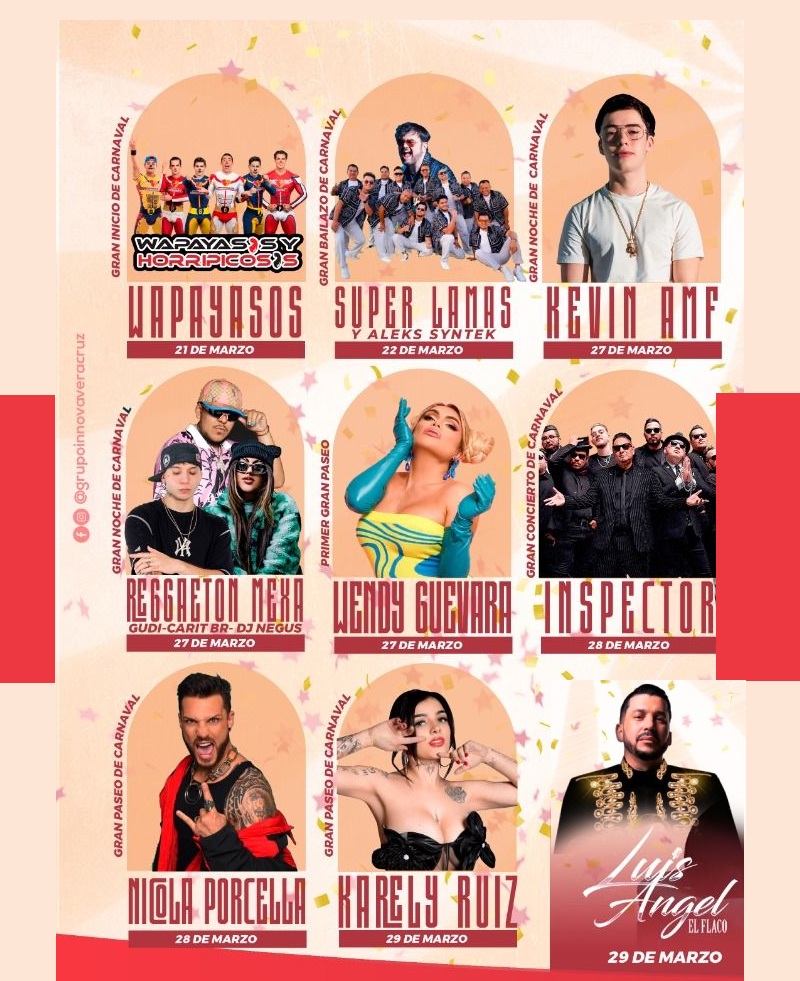 Cartelera estelar Carnaval Martínez de la Torre 2026