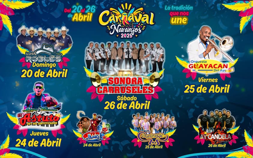 Cartelera artística del Carnaval Naranjos 2025