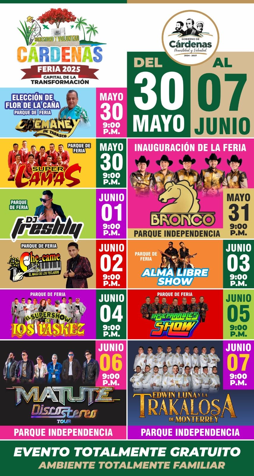 Elenco - Feria Cárdenas Tabasco 2025