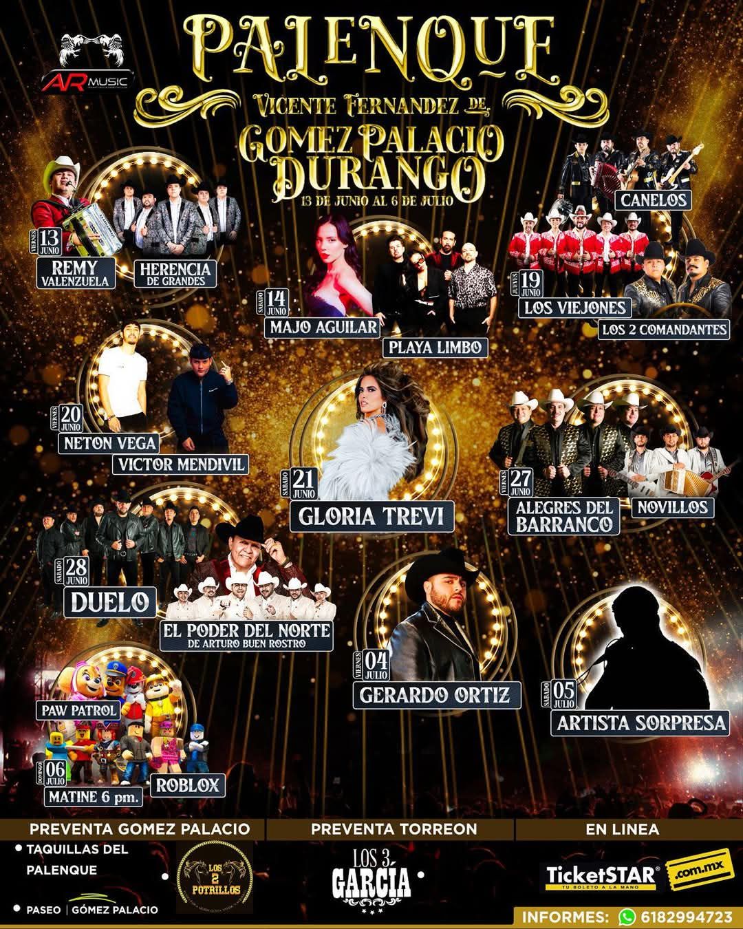 Cartelera del Palenque Gómez Palacio 2025