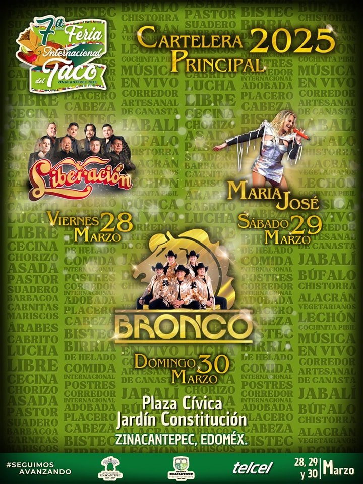 Cartelera artística Feria del Taco Zinacantepec 2025