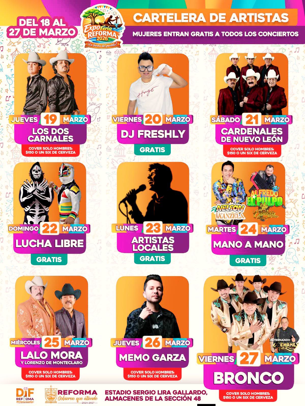 Cartelera artística Expo Feria Reforma 2026