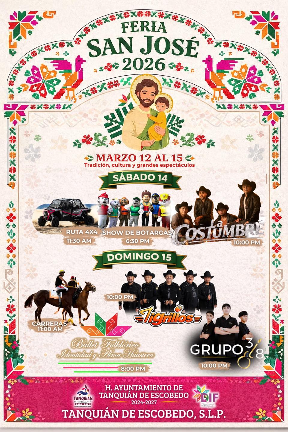 Cartelera Feria Patronal San José Tanquián 2026