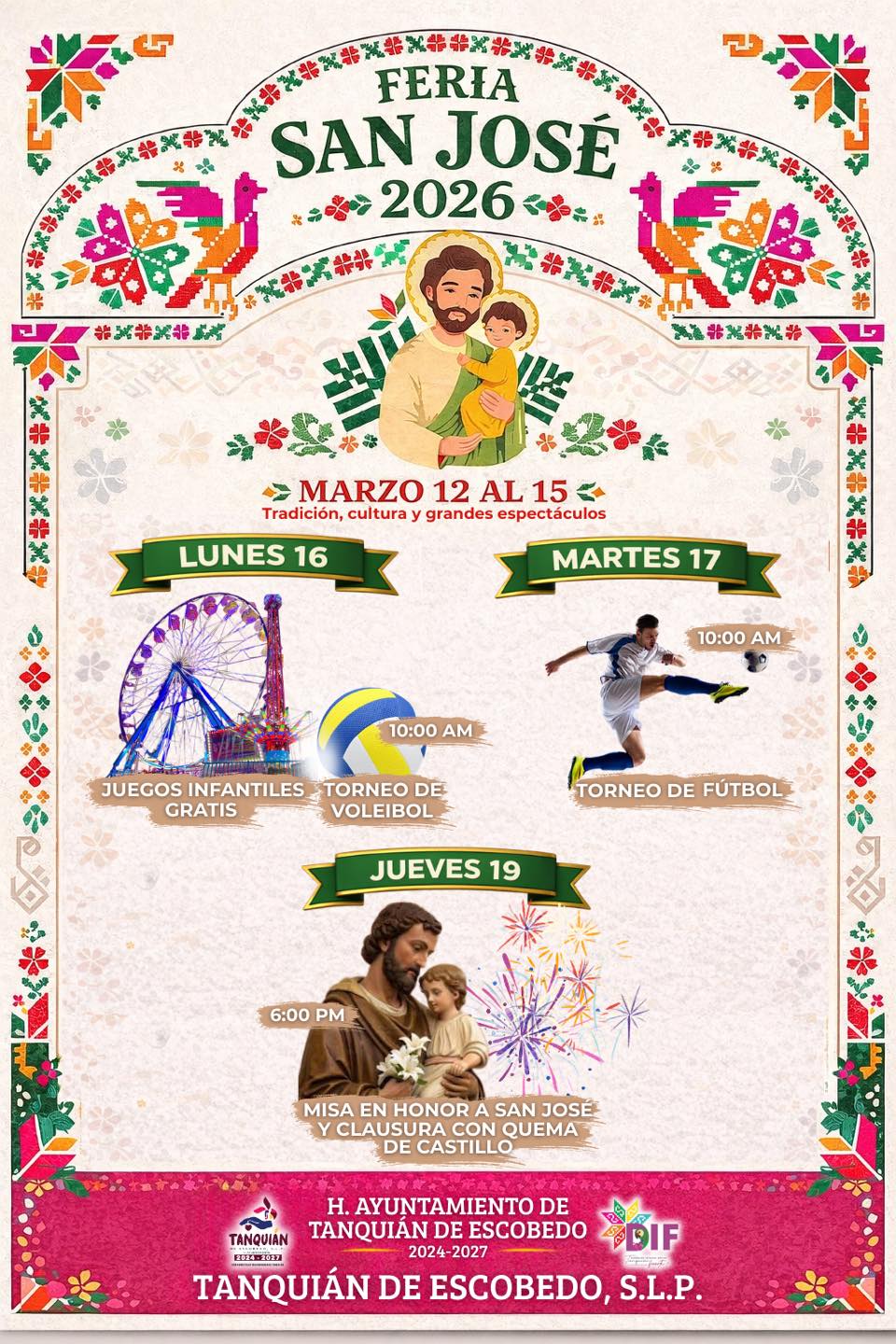 Cartelera Feria Patronal San José Tanquián 2026