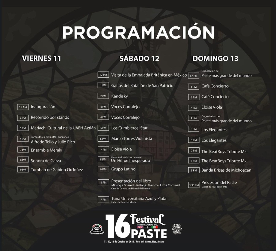 Programa para el 16º Festival Internacional del Paste 2024