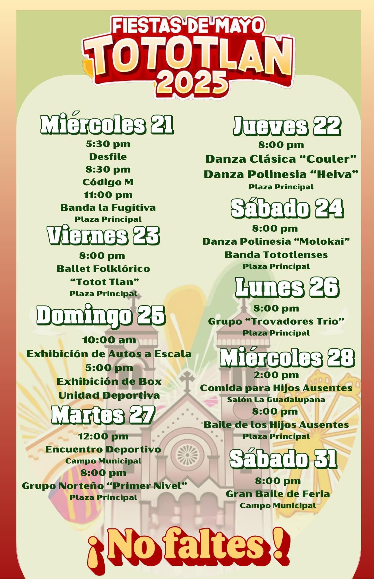 Programa Fiestas de Mayo Tototlán 2025