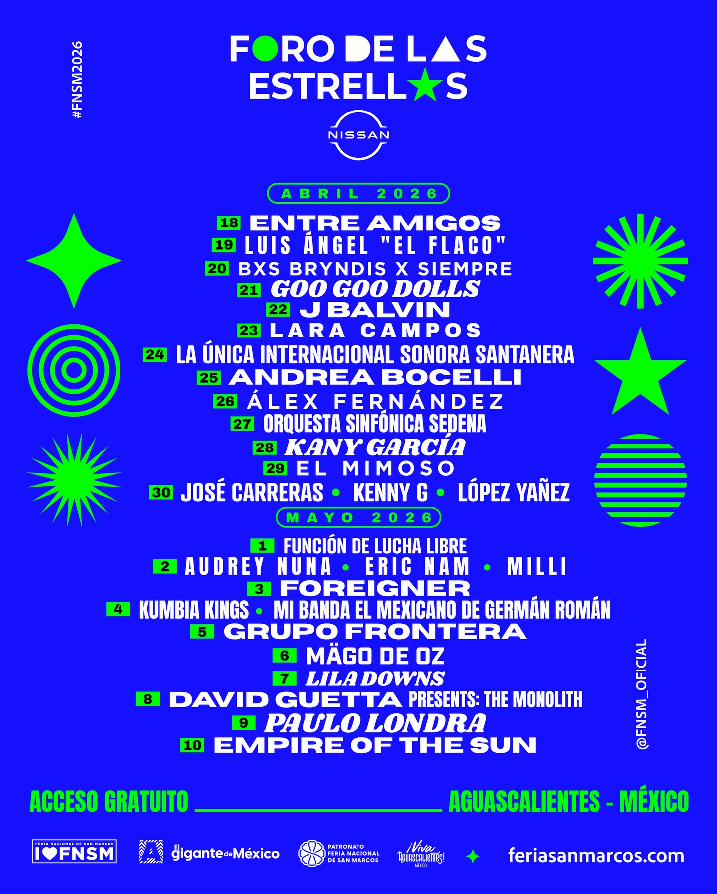 Foro de las Estrellas - Feria Nacional de San Marcos Aguascalientes 2026