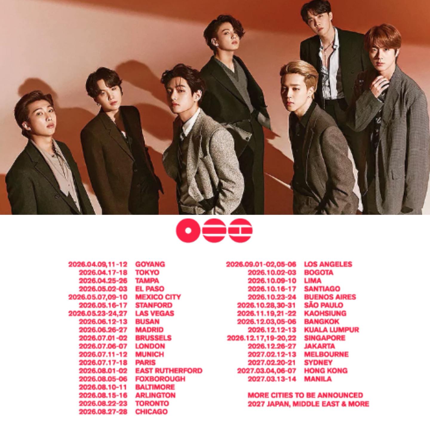 Gira Mundial de BTS en 2026