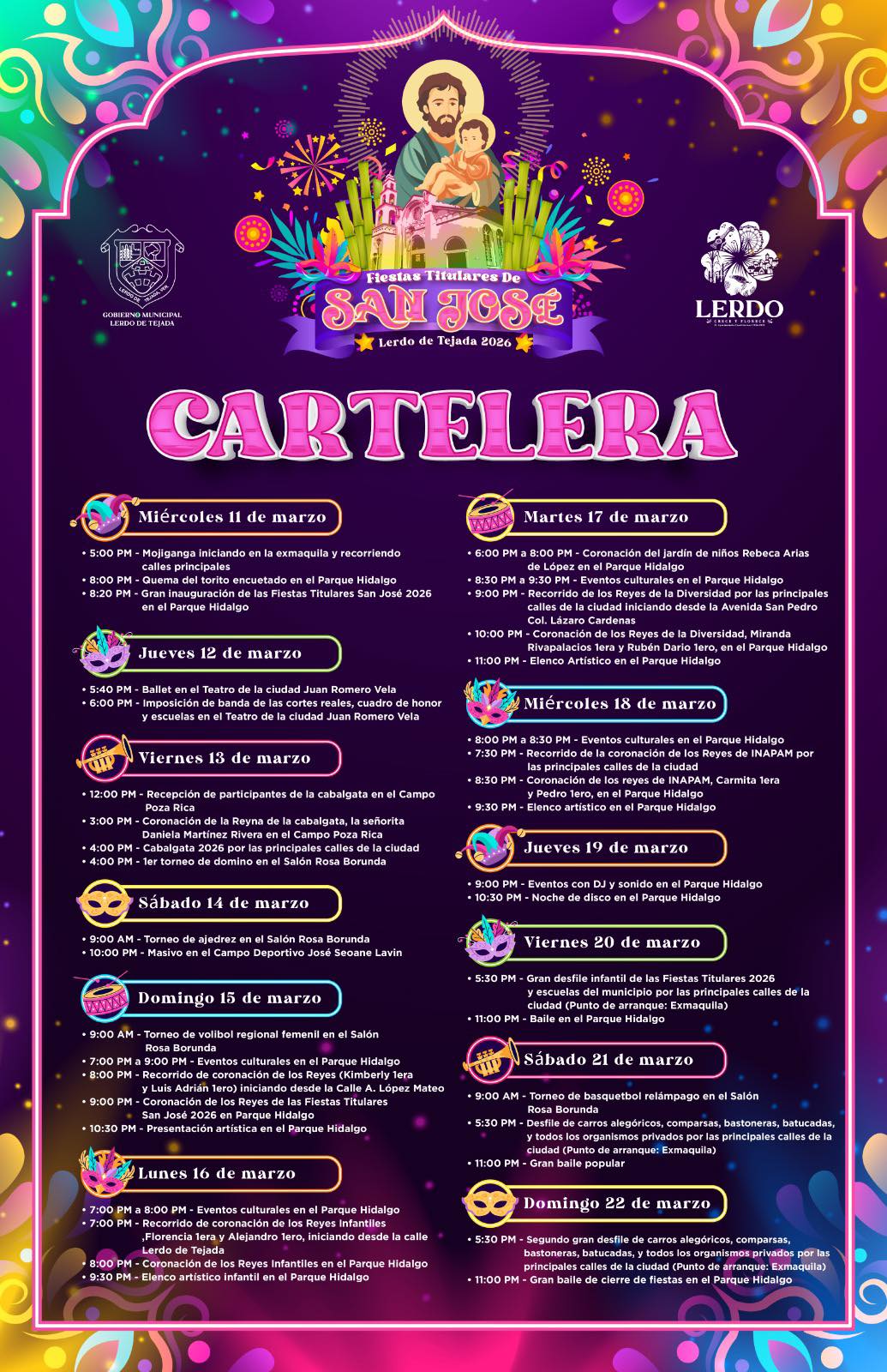 Programa Fiestas Titulares San José Lerdo de Tejada 2026