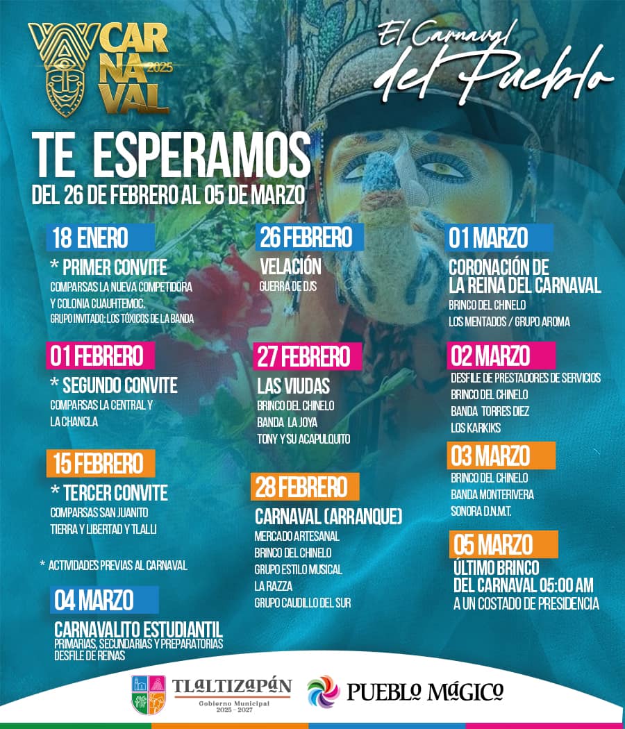 Programa Carnaval Tlaltizapán 2025