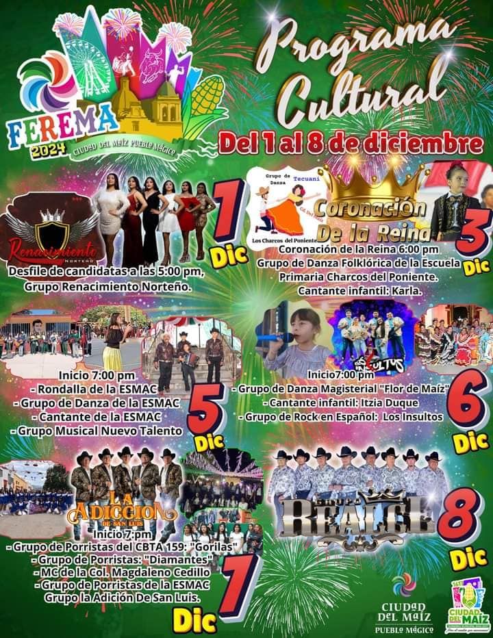 Programa Cultural de la Feria Regional Ciudad del Maíz 2024