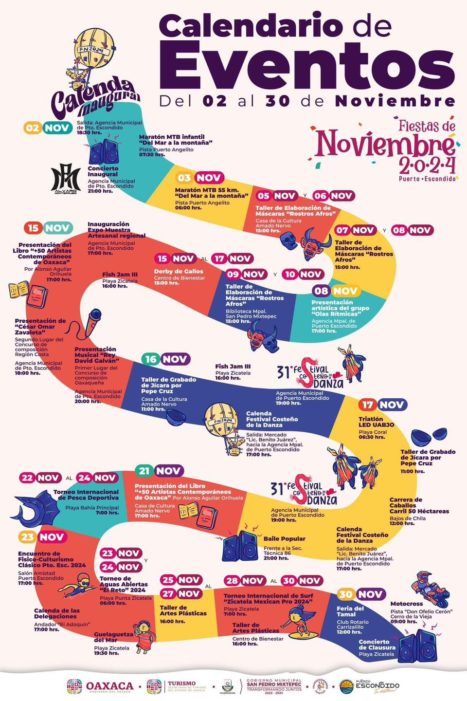 Programa Fiestas de Noviembre Puerto Escondido 2024