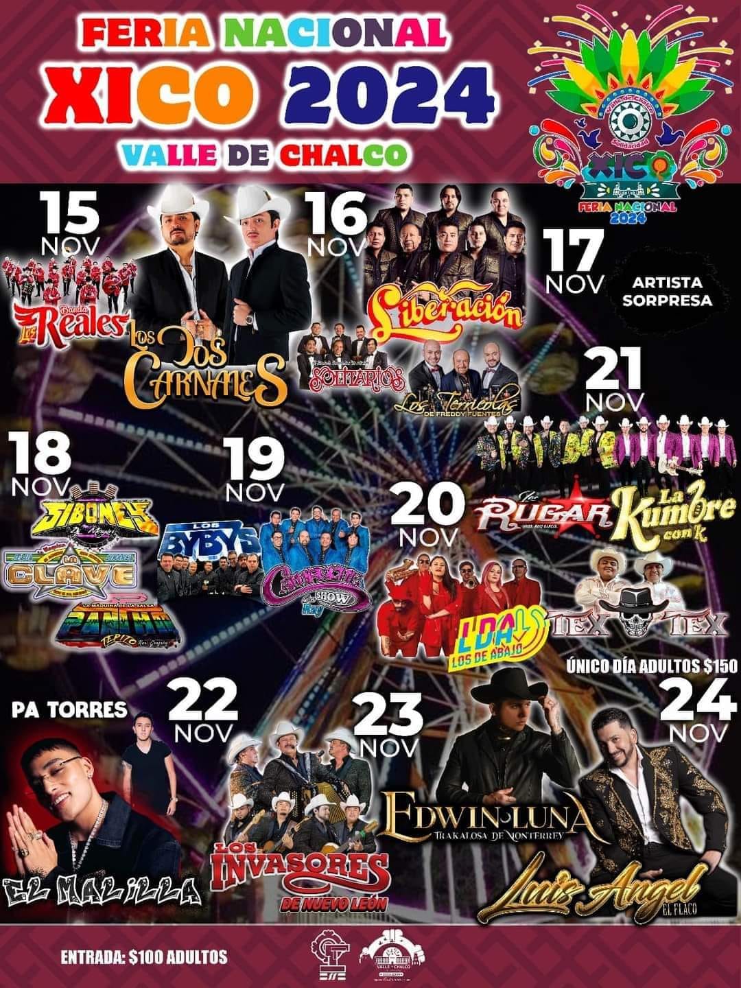 Cartelera, Feria Regional Valle de Chalco Xico 2024