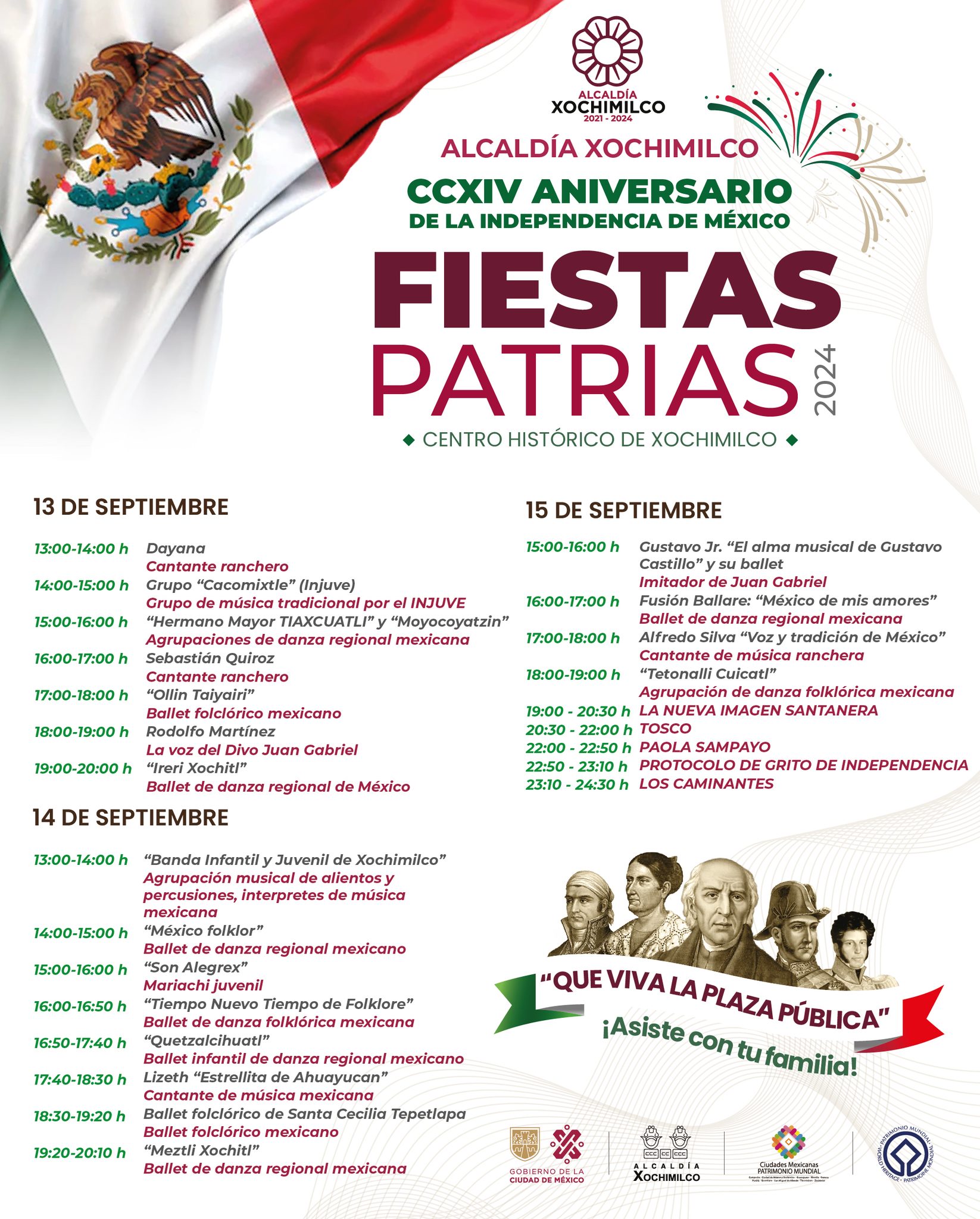 Programa de Fiestas Patrias Xochimilco 2024