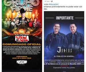 Grupo Firme, Jorge Medina y Josi Cuen cancelan sus conciertos en el Carnaval de Mazatlán 2025