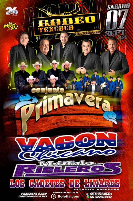Conjunto Primavera, Vagón Chicano y Manolo y sus Rieleros en Rodeo Texcoco, Septiembre 2024