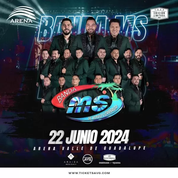 Banda MS en la Arena Valle de Guadalupe, Ensenada, BC, junio 2024