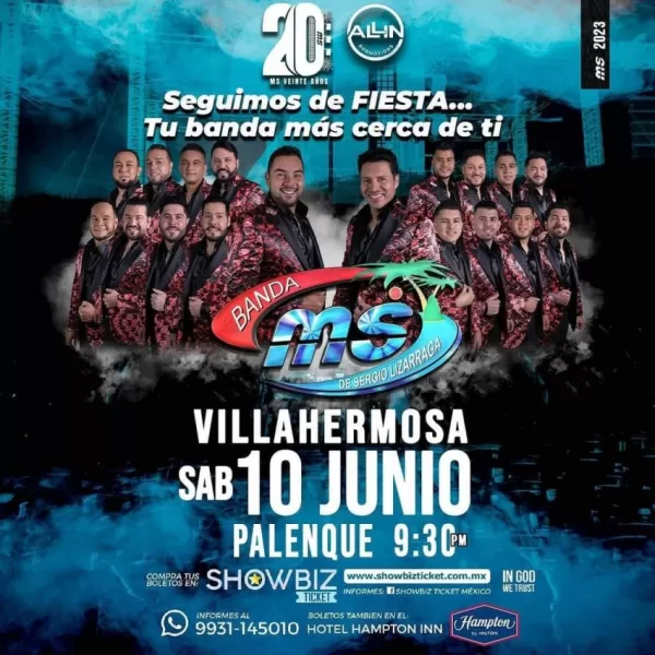 Banda MS en Villahermosa, Tabasco, Junio 2023