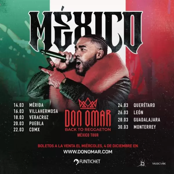 Don Omar en México: fechas y ciudades del Tour 2025