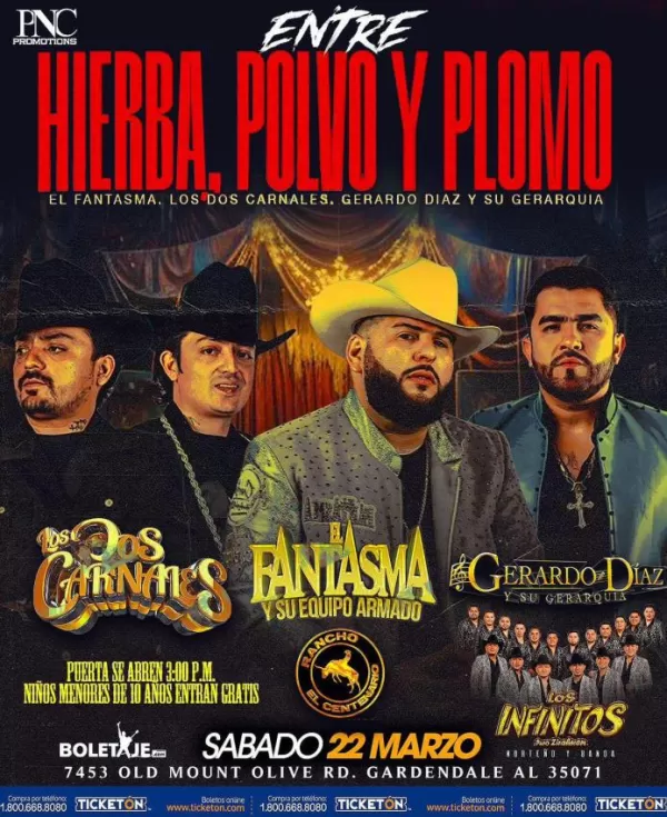 El Fantasma, Gerardo Díaz y Los Dos Carnales en Gardendale, AL