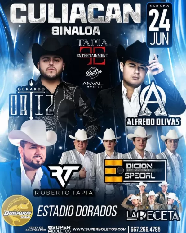 Gerardo Ortiz, Alfredo Olivas, Roberto Tapia y Edición Especial en Culiacán, Junio 2023