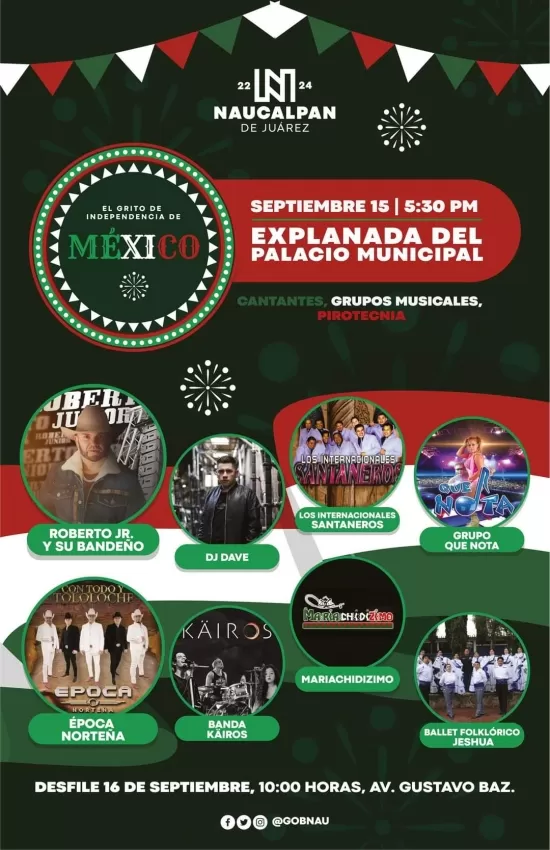 Grito de Independencia 2023 en Naucalpan, Estado de México