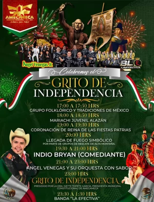 Grito de Independencia 2024 en Amecameca, Edomex