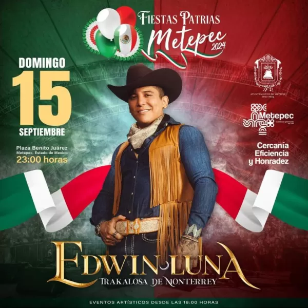 Edwin Luna y La Trakalosa de Monterrey en el Grito de Independencia en Metepec 