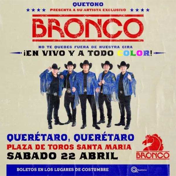 Grupo Bronco en la Plaza Santa María de Querétaro, Abril 2023