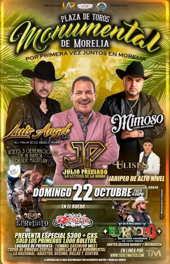 Julio Preciado, El Flaco y El Mimoso en Morelia, Michoacán, Octubre 2023